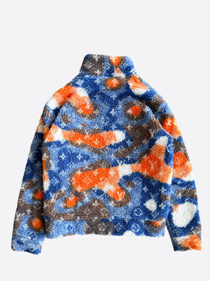 Louis Vuitton Blue & Orange Camo Monogram Fleece Zip Up Jacket