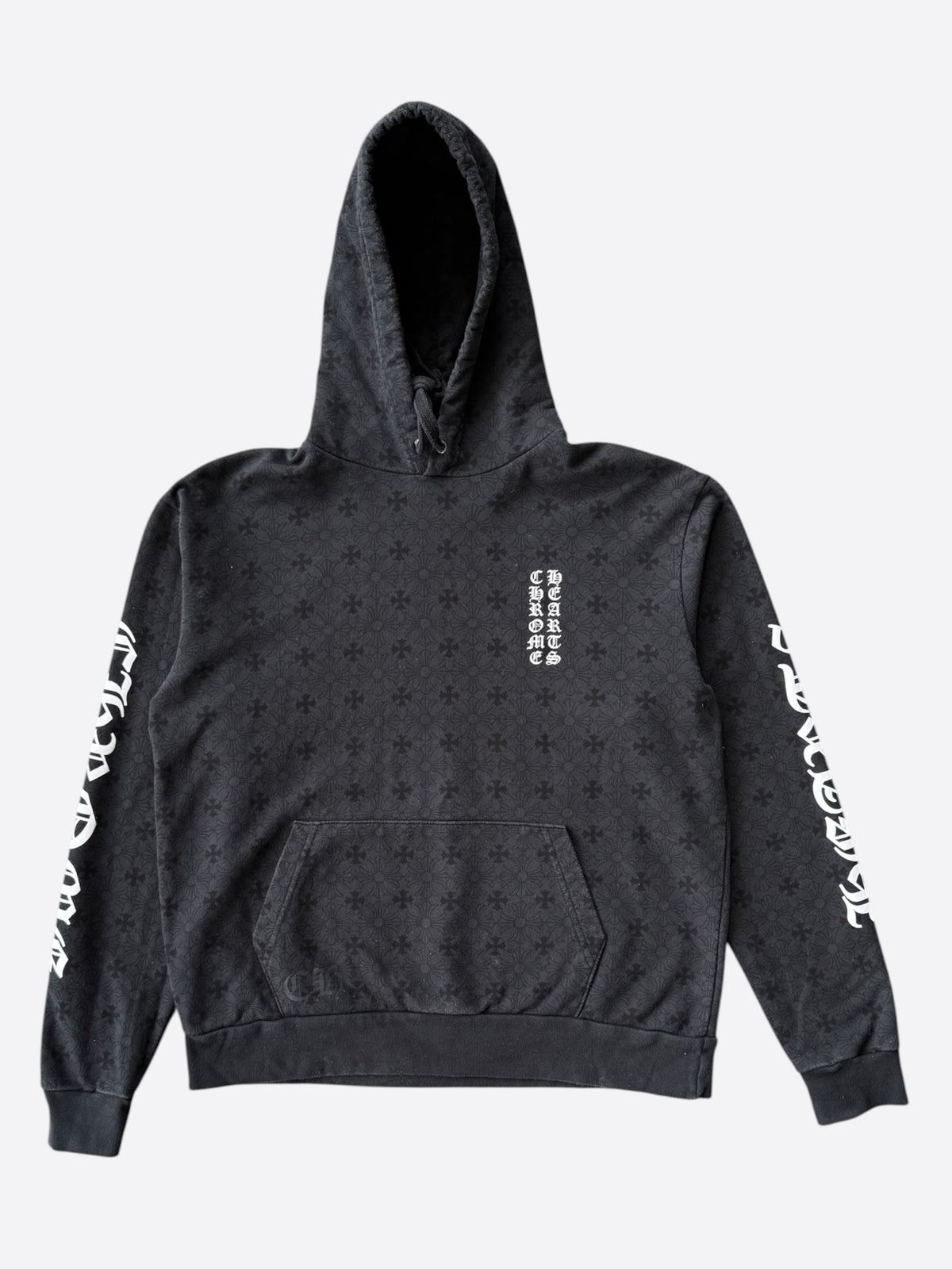 Chrome Hearts Black & White Cross Jacquard Horseshoe Logo Hoodie