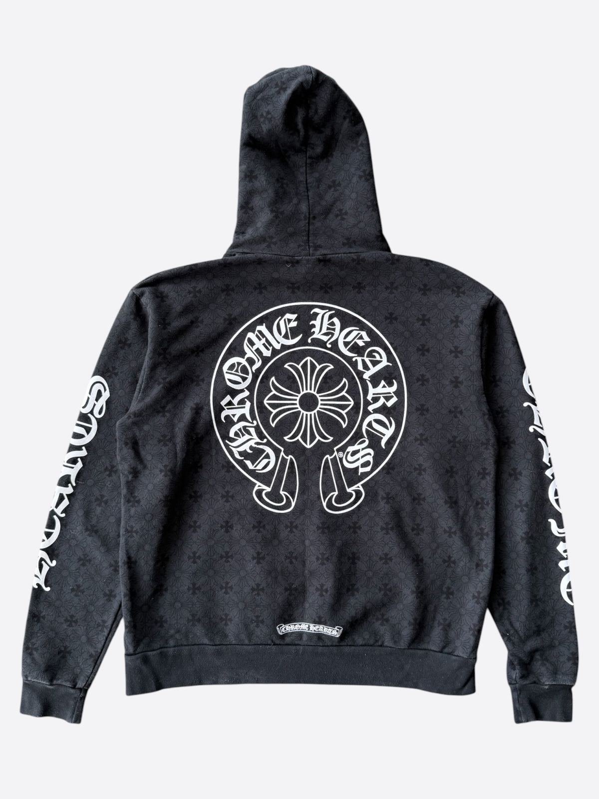 Chrome Hearts Black & White Cross Jacquard Horseshoe Logo Hoodie