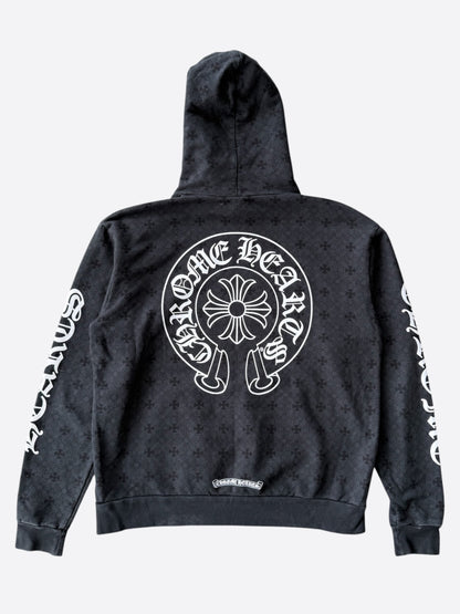 Chrome Hearts Black & White Cross Jacquard Horseshoe Logo Hoodie