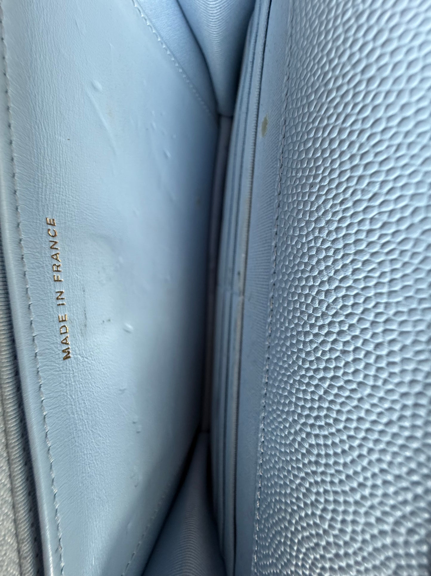 Chanel Blue Quilted Caviar Wallet On Chain Bag