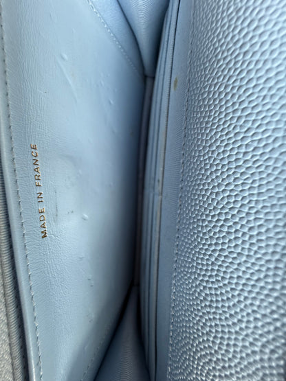 Chanel Blue Quilted Caviar Wallet On Chain Bag