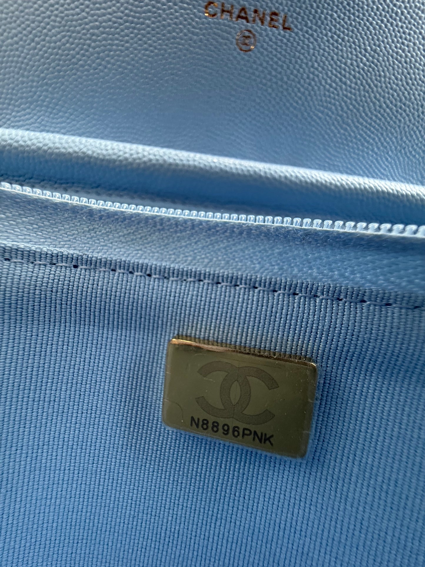 Chanel Blue Quilted Caviar Wallet On Chain Bag