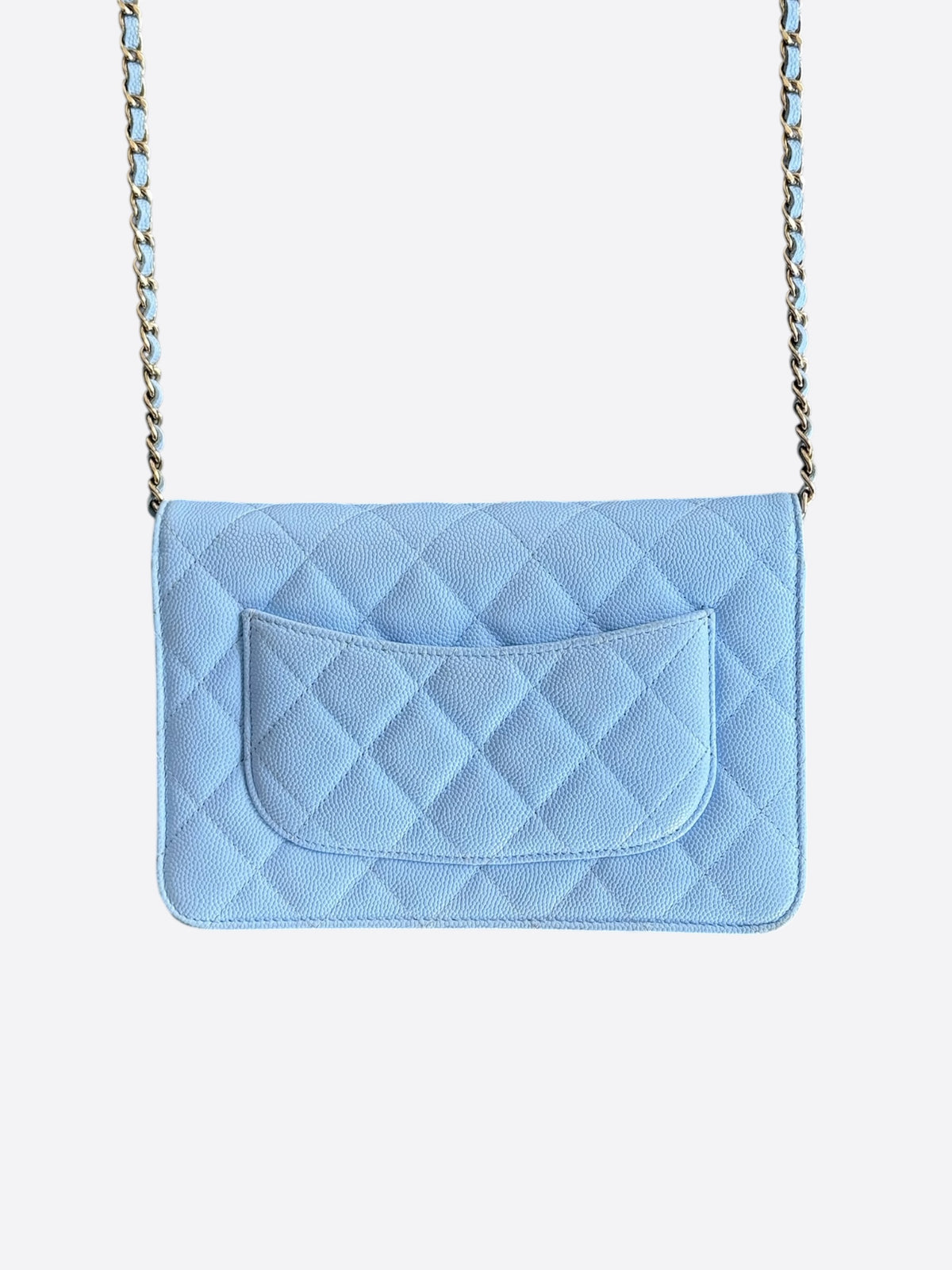 Chanel Blue Quilted Caviar Wallet On Chain Bag