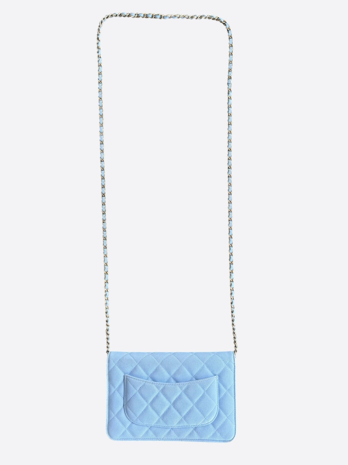 Chanel Blue Quilted Caviar Wallet On Chain Bag