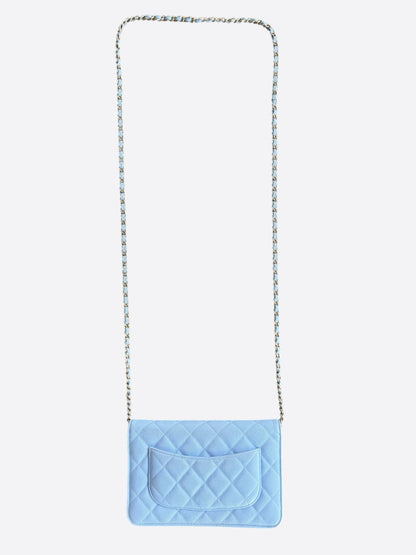 Chanel Blue Quilted Caviar Wallet On Chain Bag