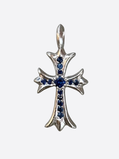 Chrome Hearts White Gold & Sapphire Tiny Cross Pendant