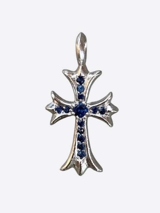 Chrome Hearts White Gold & Sapphire Tiny Cross Pendant
