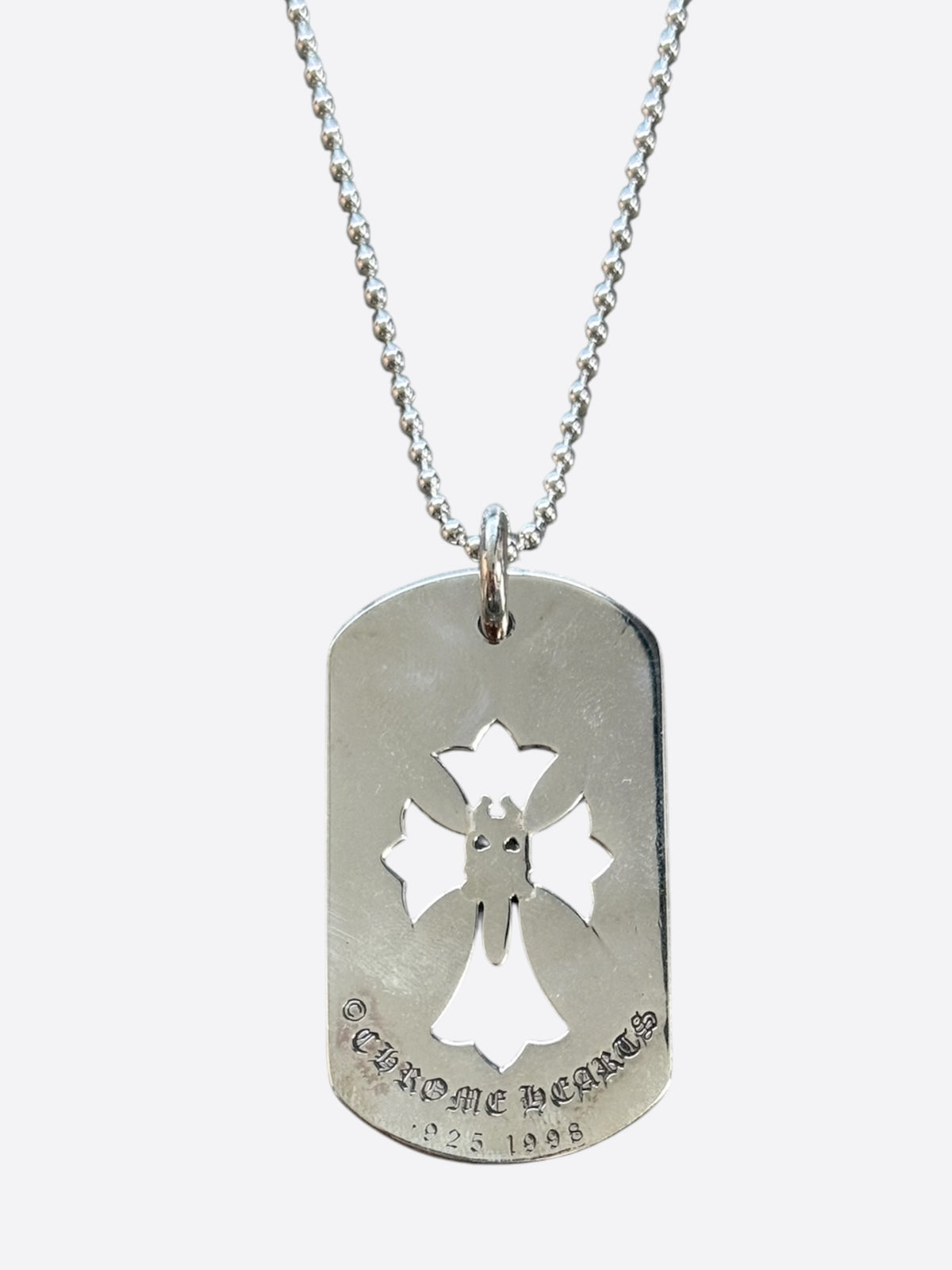 Chrome Hearts Silver Dagger & Cut Out Cross Dog Tag Necklace