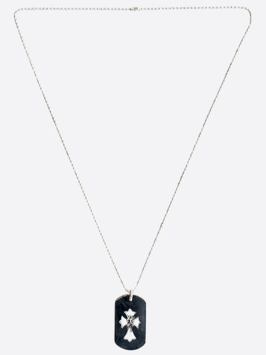 Chrome Hearts Silver Dagger & Cut Out Cross Dog Tag Necklace
