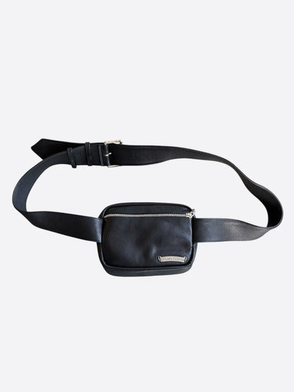 Chrome Hearts Black Leather Roller Fanny Pack