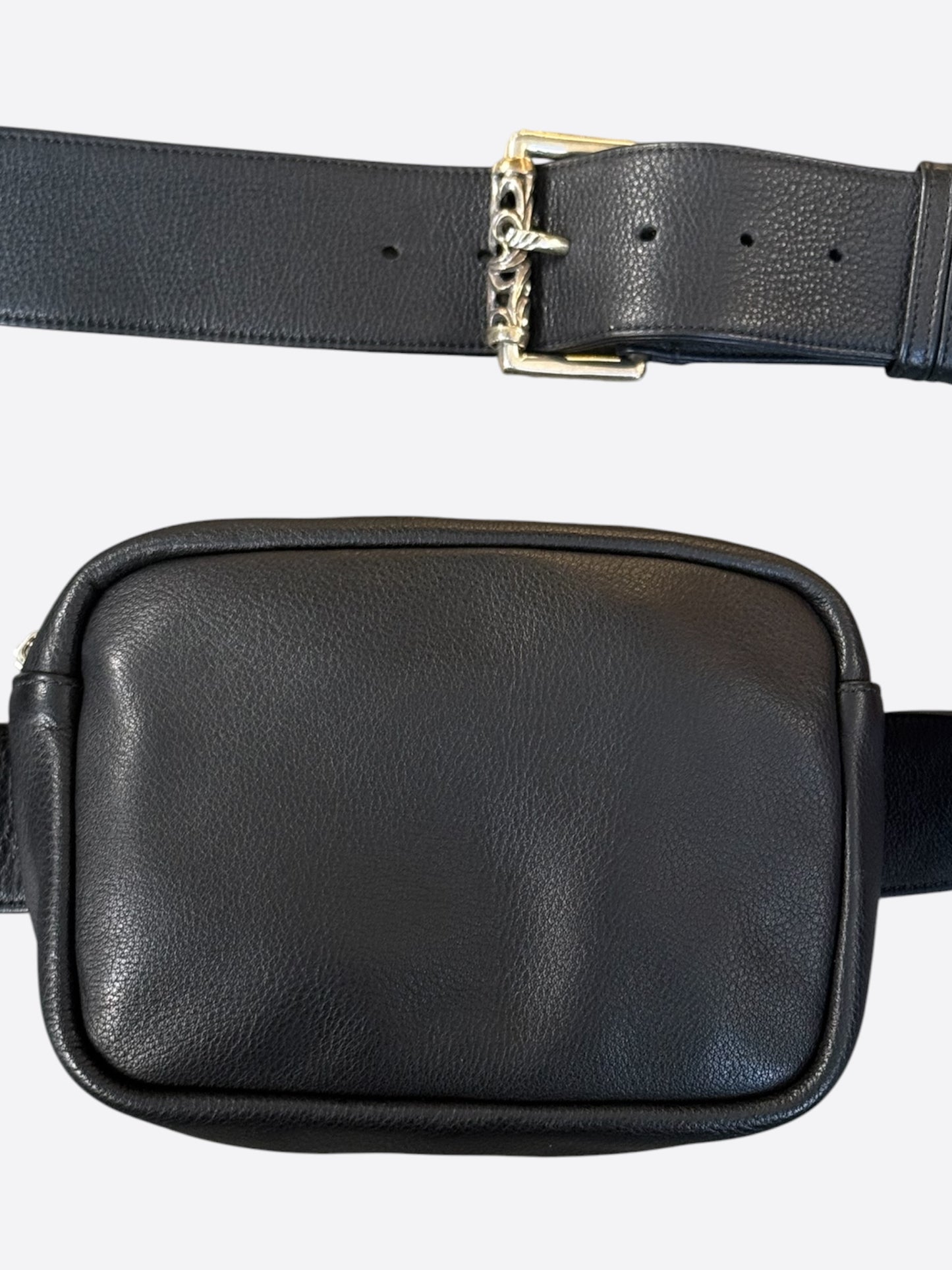 Chrome Hearts Black Leather Roller Fanny Pack