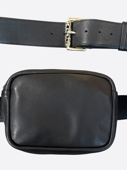 Chrome Hearts Black Leather Roller Fanny Pack
