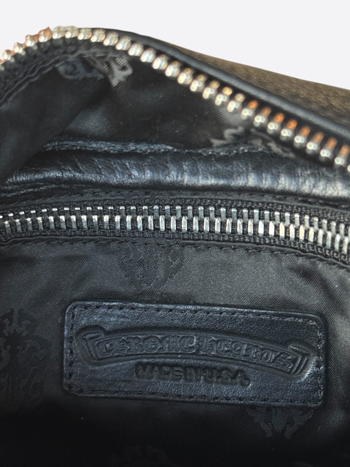 Chrome Hearts Black Leather Roller Fanny Pack