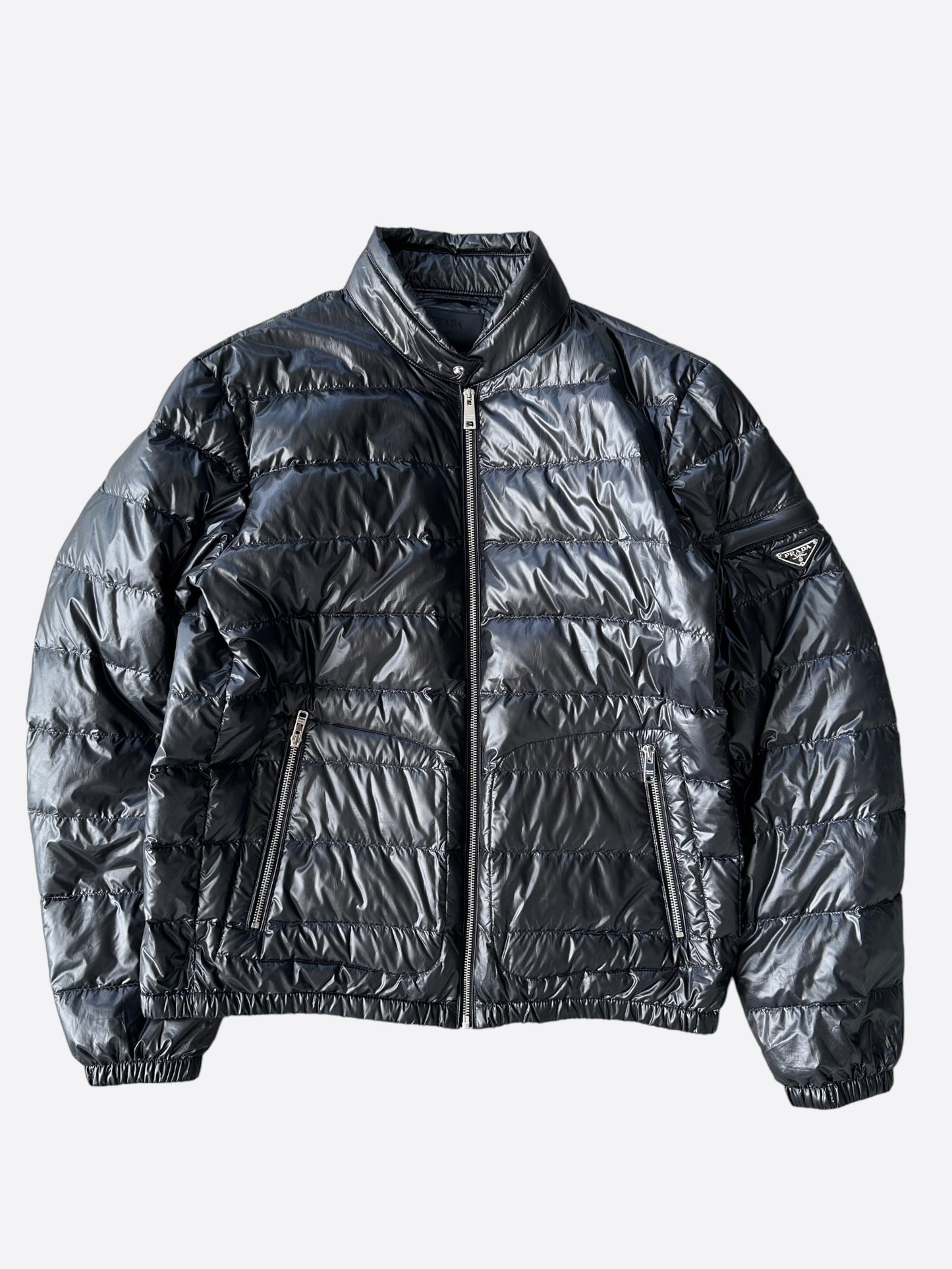 Prada Black Puffer Bomber Jacket