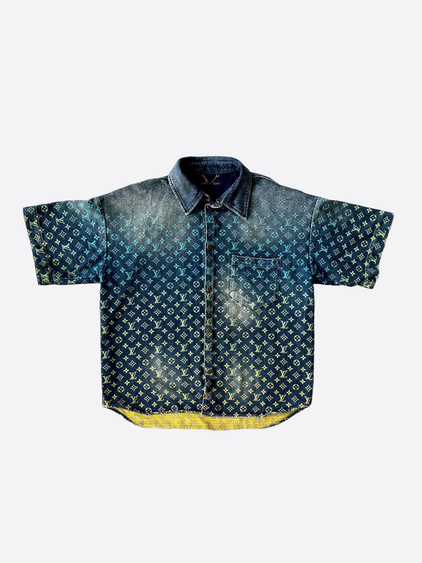 Louis Vuitton Blue Denim Gradient Monogram Denim Shirt