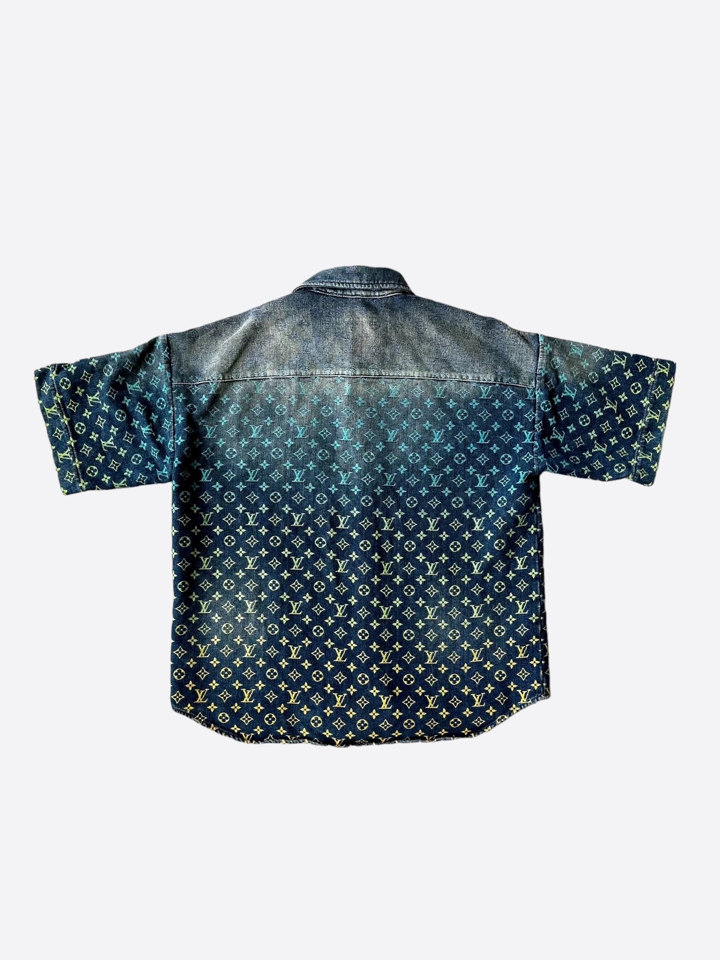 Louis Vuitton Blue Denim Gradient Monogram Denim Shirt