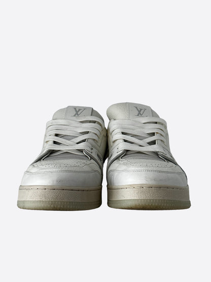 Louis Vuitton White & Grey Leather Trainers