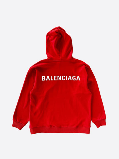 Balenciaga Red & White Logo Hoodie