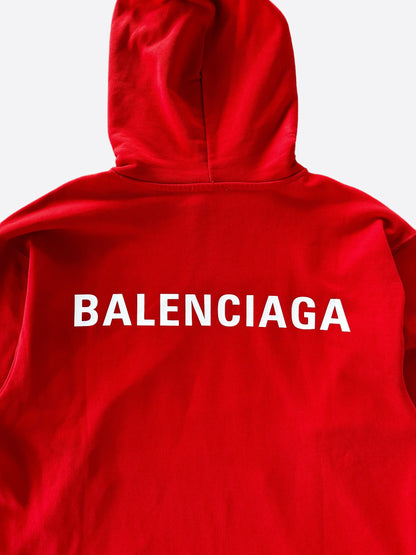 Balenciaga Red & White Logo Hoodie