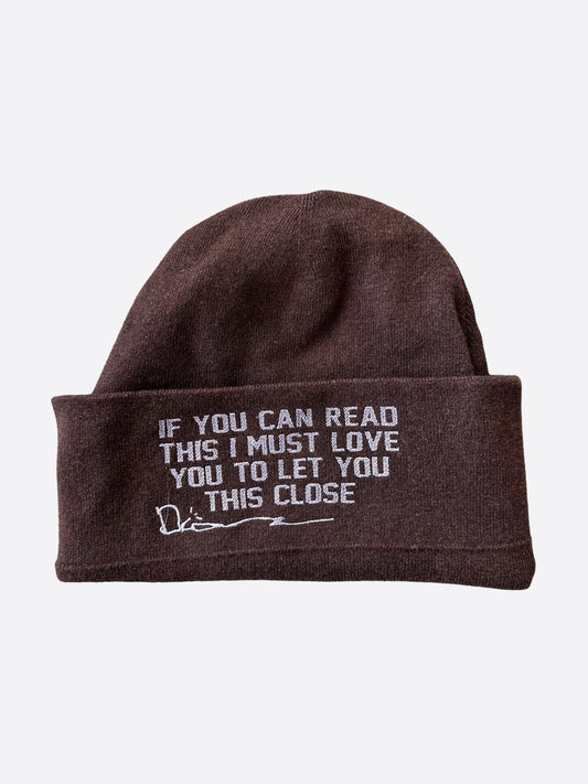 Dior Cactus Jack Brown & White Embroidered Logo Cashmere Beanie