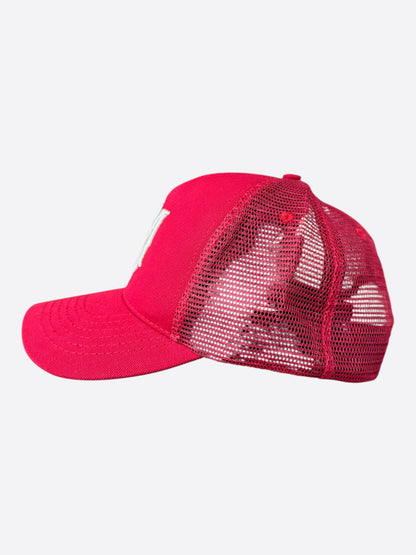 Amiri Red & White MA Logo Trucker Hat