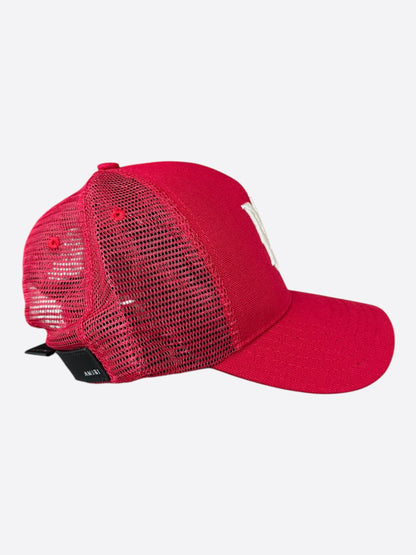Amiri Red & White MA Logo Trucker Hat
