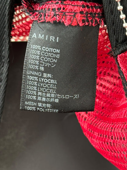 Amiri Red & White MA Logo Trucker Hat