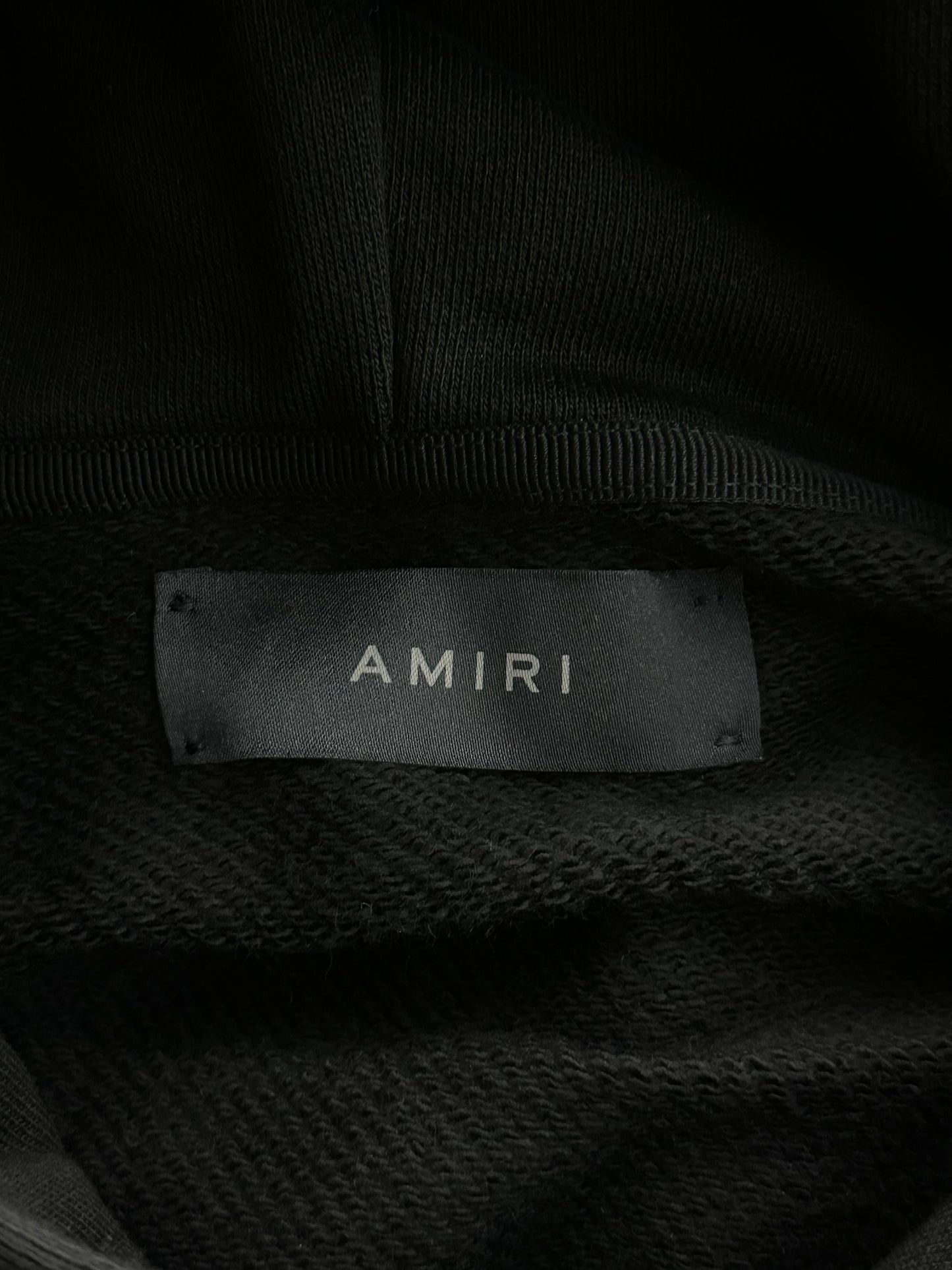Amiri Black & White Staggered Logo Hoodie