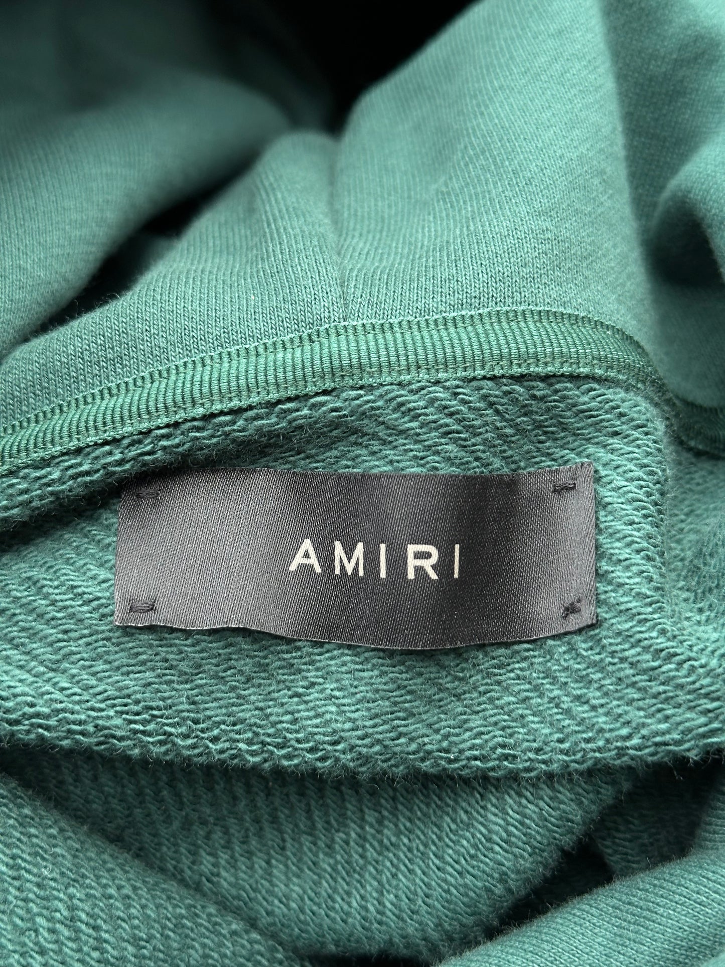 Amiri Green & White Staggered Logo Hoodie