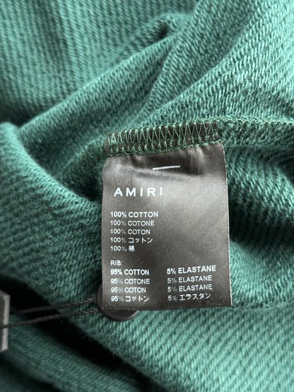 Amiri Green & White Staggered Logo Hoodie