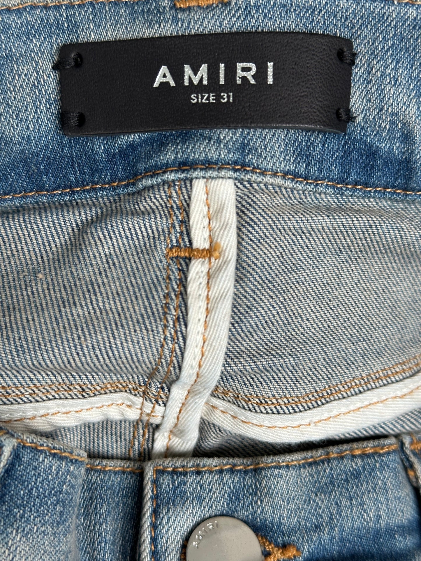 Amiri Clay Indigo & Orange Patch MX1 Jeans
