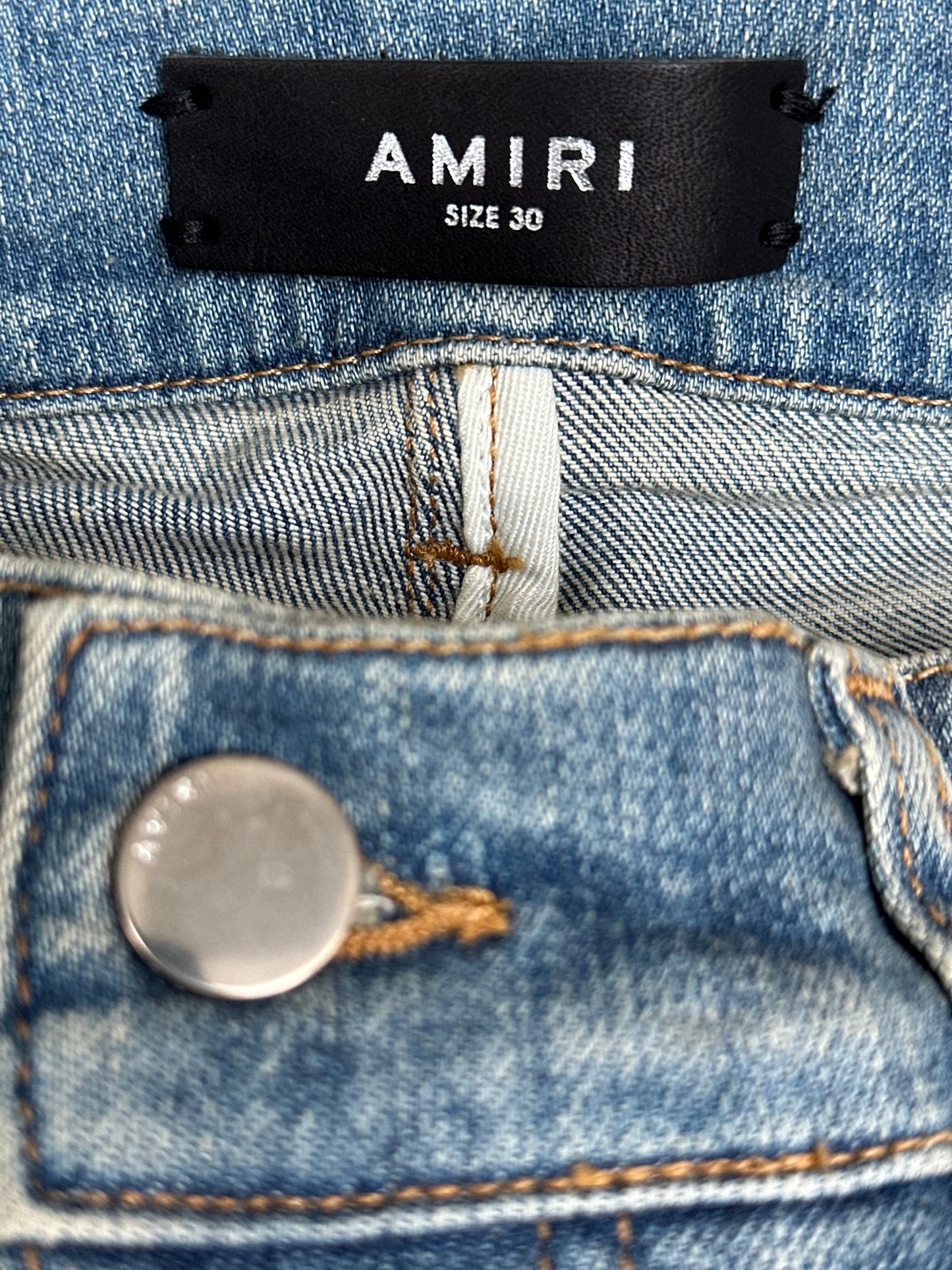 Amiri Clay Indigo Green & Black Plaid Patch MX1 Jeans