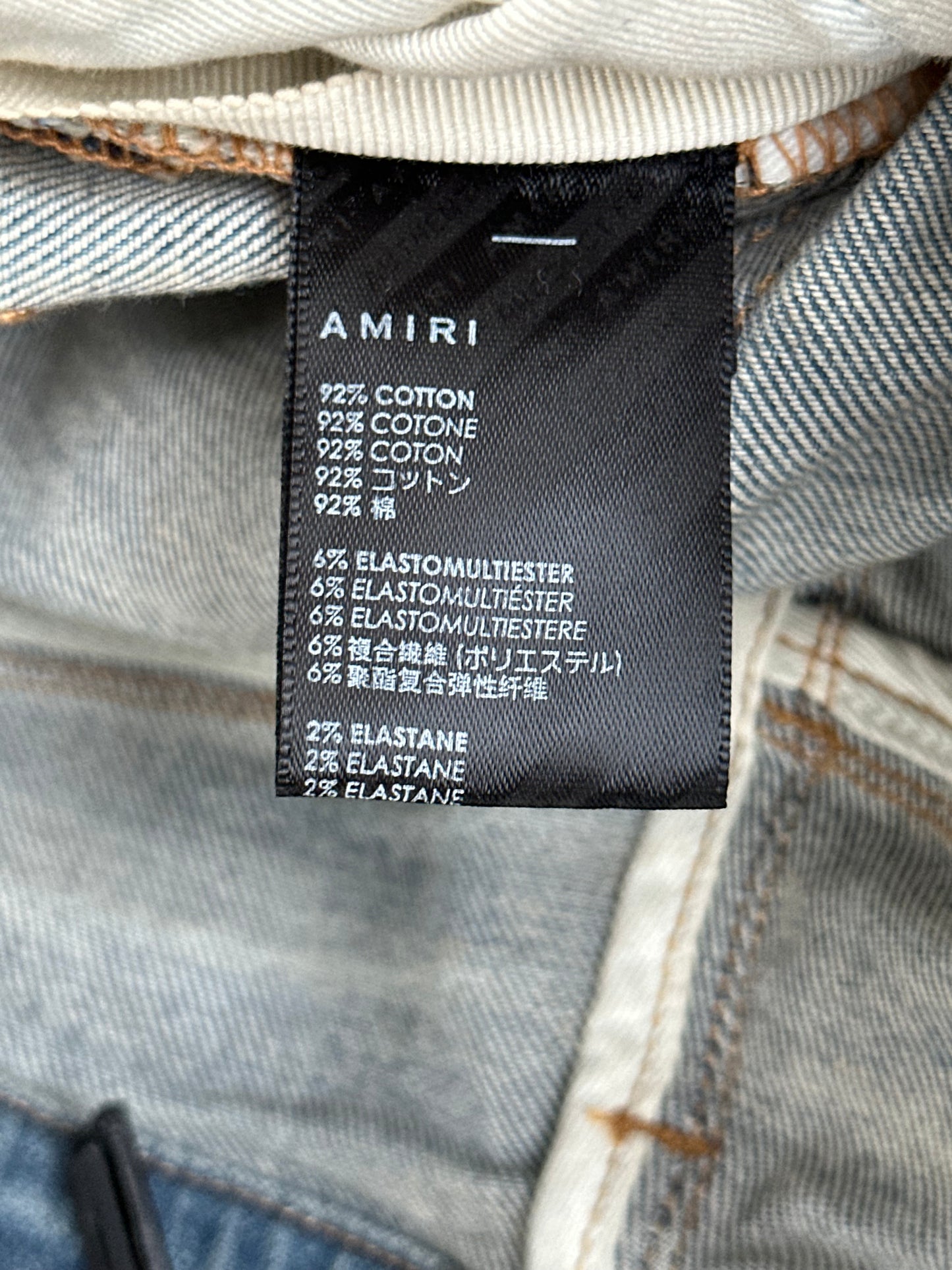 Amiri Clay Indigo Green & Black Plaid Patch MX1 Jeans