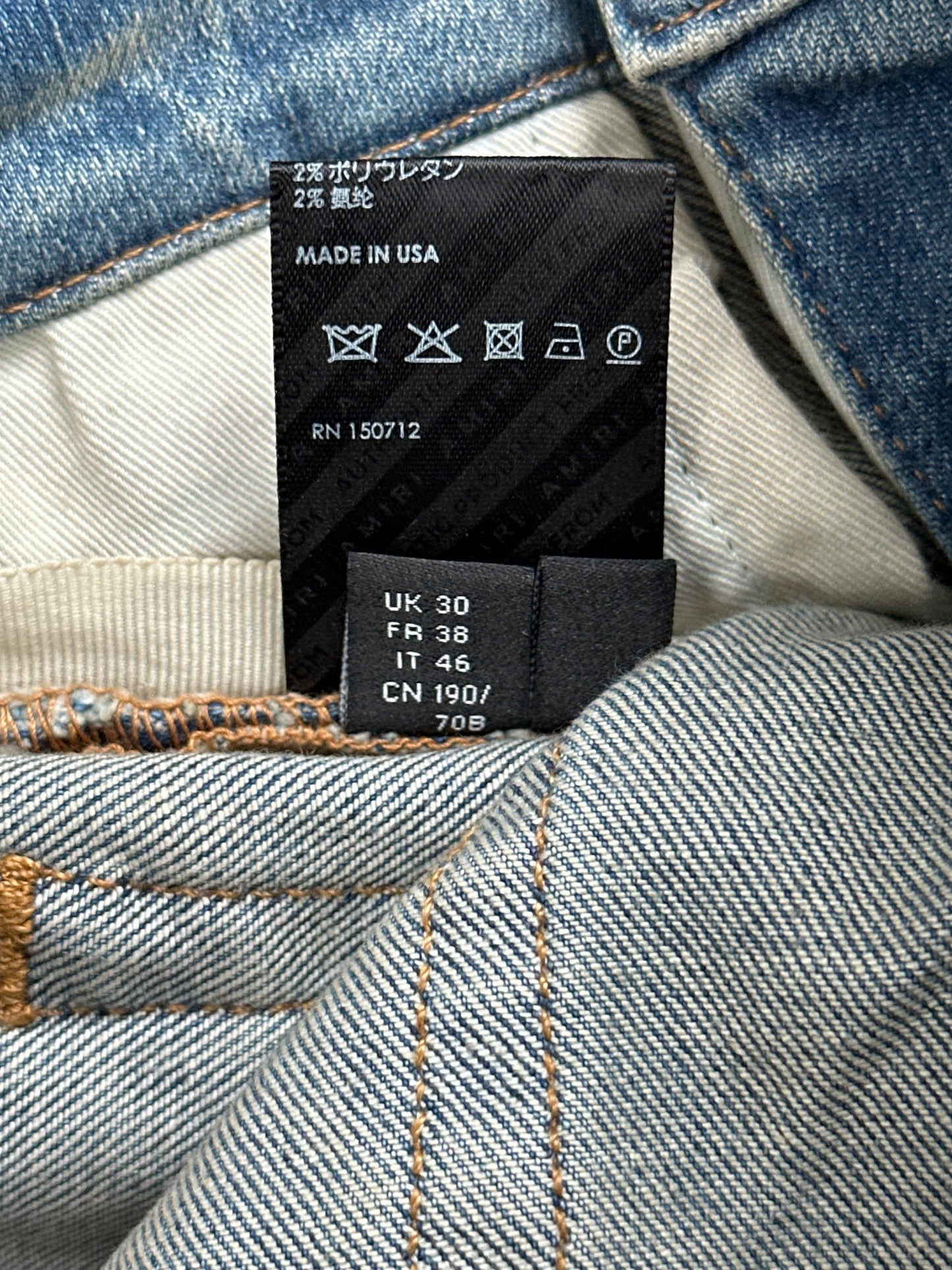 Amiri Clay Indigo Green & Black Plaid Patch MX1 Jeans