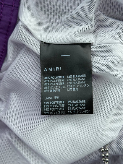 Amiri Purple & White MA Bar Logo Swimshorts