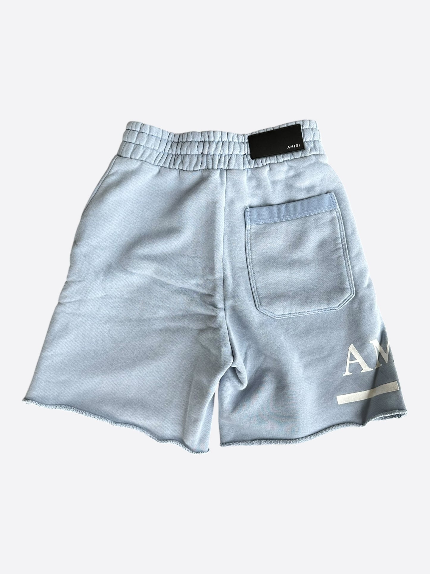 Amiri Blue & White MA Bar Logo Shorts