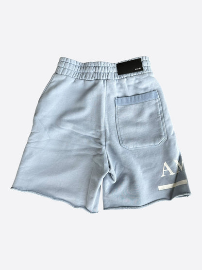 Amiri Blue & White MA Bar Logo Shorts
