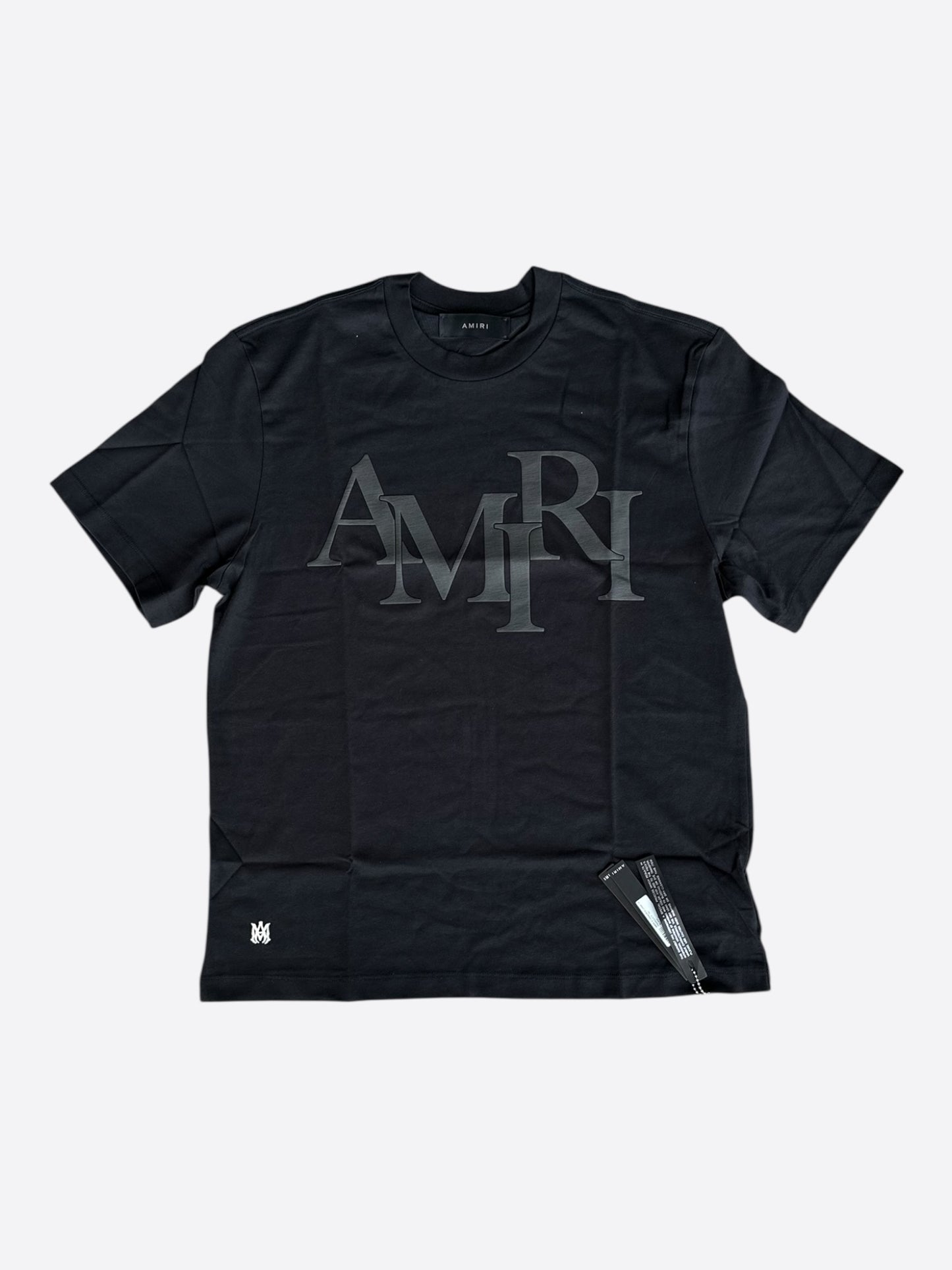 Amiri Black & Grey Staggered Logo T-Shirt