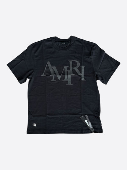 Amiri Black & Grey Staggered Logo T-Shirt