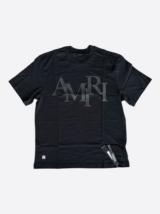 Amiri Black & Grey Staggered Logo T-Shirt