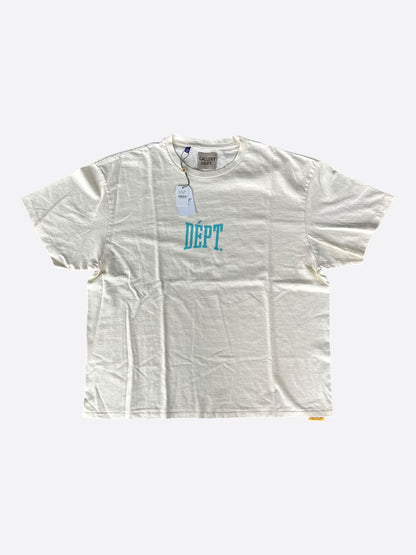 Gallery Dept Cream & Blue Dept Logo T-Shirt