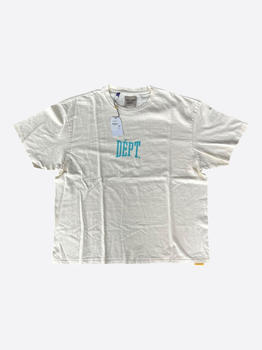 Gallery Dept Cream & Blue Dept Logo T-Shirt