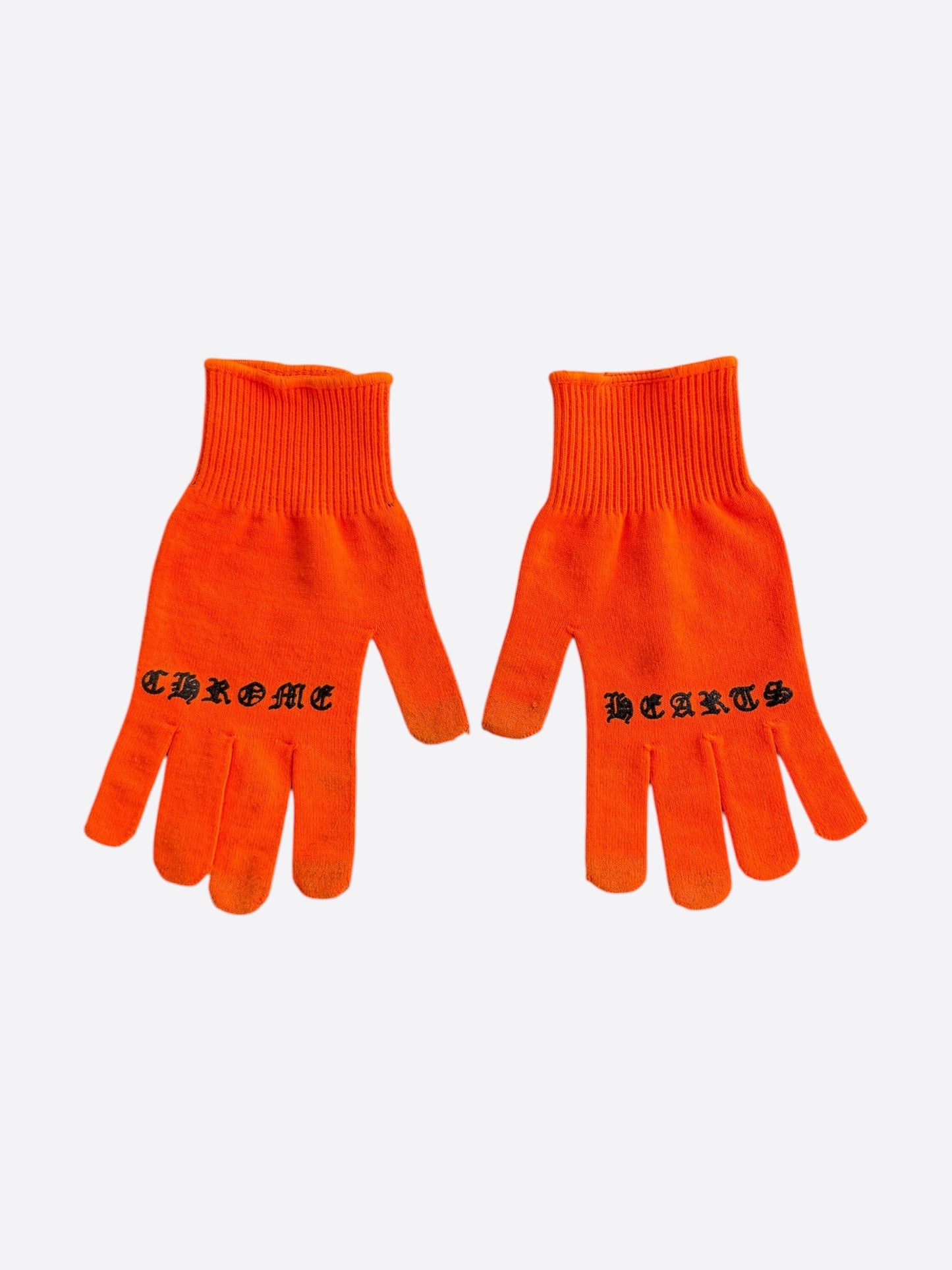 Chrome Hearts Orange & Black Script Cross Logo Gloves