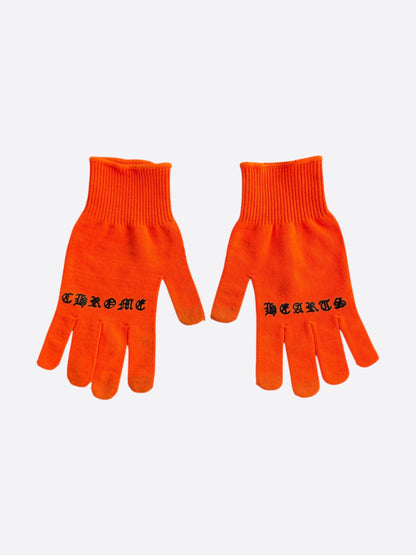 Chrome Hearts Orange & Black Script Cross Logo Gloves