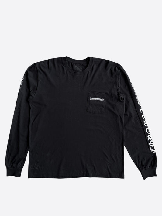 Chrome Hearts Black & White Scroll Logo Longsleeve T-Shirt
