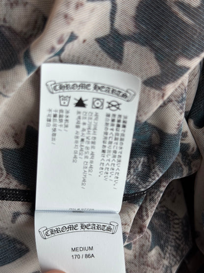 Chrome Hearts Brown All Over Cross Print Mesh Mini Dress