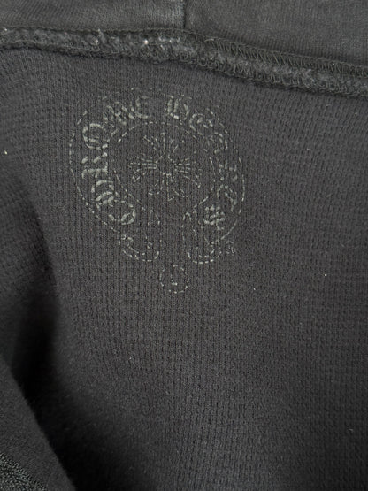Chrome Hearts Black & White Malibu Cross Logo Zip Up Thermal Hoodie