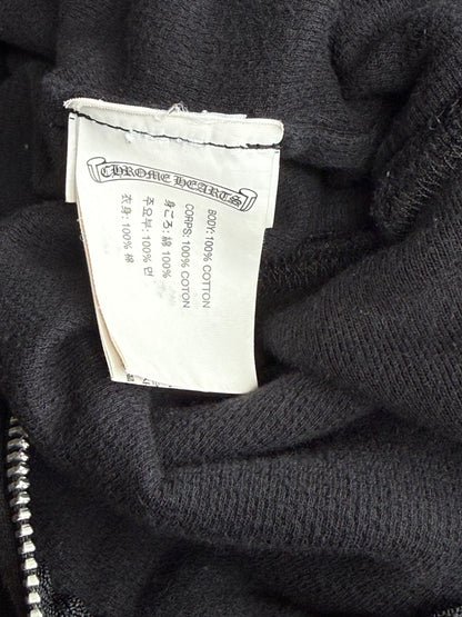 Chrome Hearts Black & White Malibu Cross Logo Zip Up Thermal Hoodie