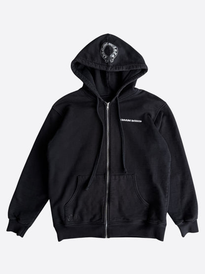 Chrome Hearts Black & White Malibu Cross Logo Zip Up Thermal Hoodie